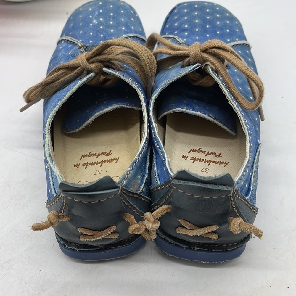 Rovers made in Portugal Blue Leather Lace Up Handmade Shoes Sz 37. SNK2313B - Picture 4 of 8